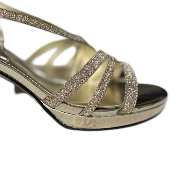 🌻Nina Neely Asymmetrical Bronze Glitter Formal Event Sandals Shoes Size 6.5 - Picture 5 of 10